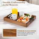 Large Ottoman Tray for Living Room and Coffee Table, Decorative Acacia Wood Serving Tray with Metal Handles for Breakfast in Bed, Dinner Food Kitchen TV (Natural, 20" x 14" x 2")