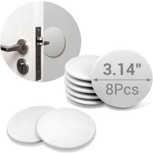 Door Stopper - 3.14" White Door Stoppers for Wall (8 Pack), with Heavy-Duty Adhesive - Wall Protector & Shock-Absorbent Protectors from Door Knobs - Prevents Scratches on Walls & Doors