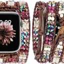 JR.DM Boho Beaded Watch Band Women Compatible with Apple Watch 38mm 40mm 41mm 42mm (S10/11) Amethyst Stone Bracelets Adjustable Handmade Braided Rope Strap for iWatch Series 11/10/9/8/7/6/5/4/SE 3/2/1