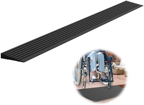 Nuvium 0.6" Rise Threshold Ramps for Doorways, 2000 Lbs Load Capacity, 35.5" Wide Natural Rubber Power Wheelchair Ramp is Adjustable and Cuttable for Doorways, Curb, Sweeper, Power Scooters, Bathroom