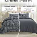 Amlie Home Grey Bubble Comforter Set King Size, 3 Pieces Ultra Soft Cozy Bedding Set for All Seasons, Farmhouse Luxury Gift for Women Home Decor