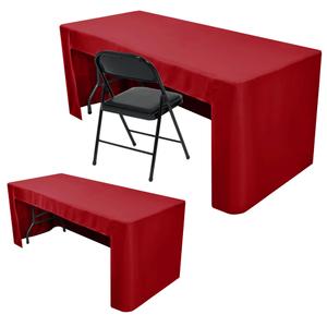 Nasitos 2 Pack Red Fitted Table Cloth for 4ft Tables Christmas Tablecloth Open Back Fabric Washable and Wrinkle Resistant Table Covers for Trade Show, Parties, Banquet, Buffet