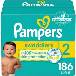 Pampers Baby Diapers - Swaddlers - Size 2, 186 Count, Ultra Absorbent Disposable Infant Diaper