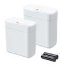 funest 2 Pack Bathroom Trash Can with Lid, 3 Gal/12 L & 2.7 Gal/10L Garbage Can with Pop-Up Lid, Small Spaces Plastic Trash Can, Slim Trash Bin Waste Basket for Bathroom,Rv, Office, White