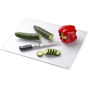 Phore Tempered Glass Cutting Board for Kitchen, Dishwasher Safe, Clear Cutting Board for Countertop, Scratch Resistant, Heat Resistant, Shatter Resistant(16"x12", Clear)