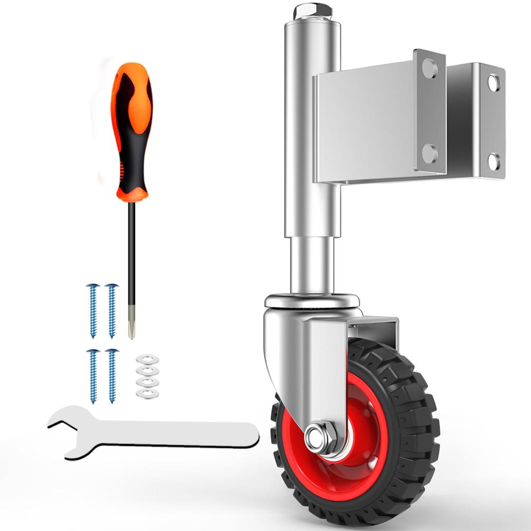 Spring Loaded Gate Casters 5 Rubber Tire Heavy Duty Gate Caster Wheels with Hardware for Wooden Gates, Metal Gates, Fence Gates, Swing Gates, 400 Lbs Load Capacity