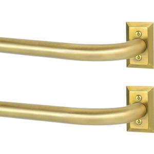 TANGWIN Gold Wrap Around Curtain Rods 2 Pack:Blackout Heavy Duty Adjustable Window Curtain Rod for Bedroom Kitchen,Modern Decorative Curved French Metal Drapery Rods Easy Install,Brushed Gold 28-48"