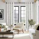 ChrisDowa 100% Blackout Floral Curtains 108 Inches Long 2 Panels for Bedroom Living Room Grey Flower Patterned Room Darkening Thermal Insulated Soundproof Grommet Window Treatments Drapes,52X108