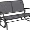 Outsunny 2-Person Outdoor Glider Bench, Patio Double Swing Rocking Chair Loveseat w/Powder Coated Steel Frame for Backyard Garden Porch, Gray (Grey)