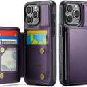 Vinich for iPhone 16 Pro Max 6.9" Wallet Case with Card Holder, RFID Blocking Credit Slots Kickstand Shockproof Phone Cover for Women Men, Purple