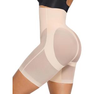 SHAPELLX Shapewear Tummy Control High Waist Shaping Butt Lifting Shorts Cincher Girdle Womens Body Shaper Panties (Medium, Beige)