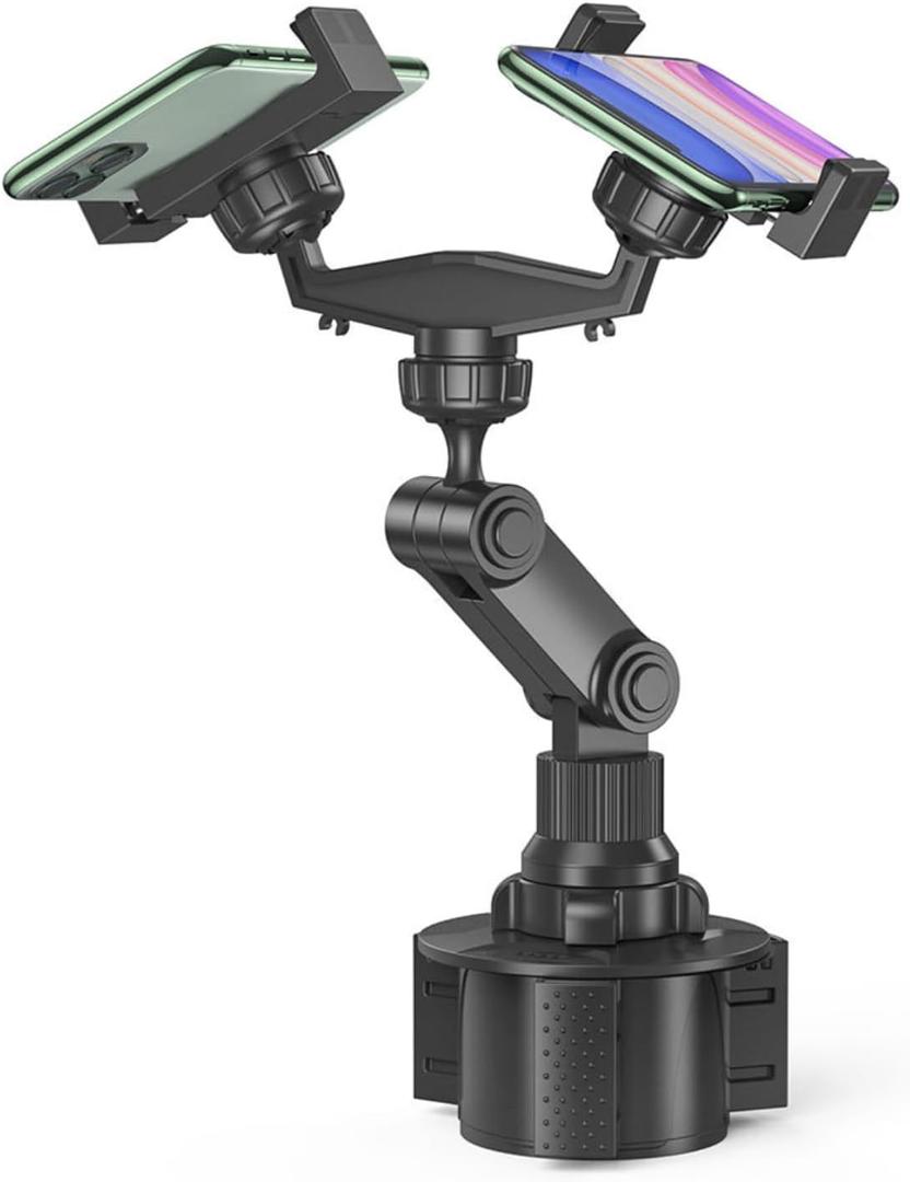 Diyeeni Dual Cup Phone Holder for Car, Universal Car Cup Phone Mount, with 360 Adjustable Holder, Cell Phone Automobile for 7 8 11 12 13 for Pro for XS for