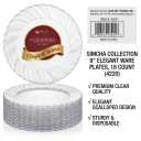 SIMCHA Collection 9" Clear Plastic Plates (18 Pack) – Elegant Scalloped Rim Disposable Party Plates for Weddings, Catering, Holidays & Special Events 