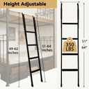 Bunk Bed Ladder Anti-Slip, Heavy Duty Coated Steel Ladder for RV/Loft/Dorm Kid Room Bunkbed, Vertical Bunk Bed Ladder with 51-64 Height Adjustable, Foldable Portable Loft Bed Stairs and 4 Wide Steps