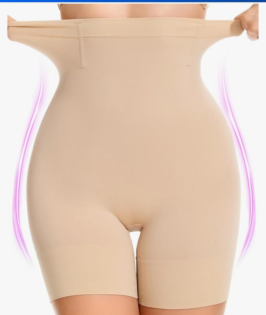 Shapewear Tummy Control Shorts for Women, 5-IN-1 Body Shaper High Waisted Girdle Boyshort Slip Short for Under Dresses Nude L