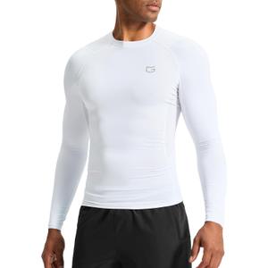G Gradual Mens Compression Shirt Long Sleeve Moisture Wicking Running Gym Shirts for Men Athletic Workout Base Layer T-Shirt (White,Small)
