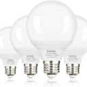 Brtstiun G25 LED Light Bulb, Round Vanity Light Bulbs for Bathroom, 40W LED Equivalent, Daylight White 5000K, Globe Light Bulbs E26 Base, 600LM, Non-Dimmable, 4-Pack