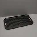 Lodge 20 x 10.44 Inch Pro-Grid Reversible Cast Iron Grill/Griddle  Double Burner Cookware, Pre-Seasoned, Non-Toxic, Made in USA, For Stovetop, Oven, Grill & Campfire