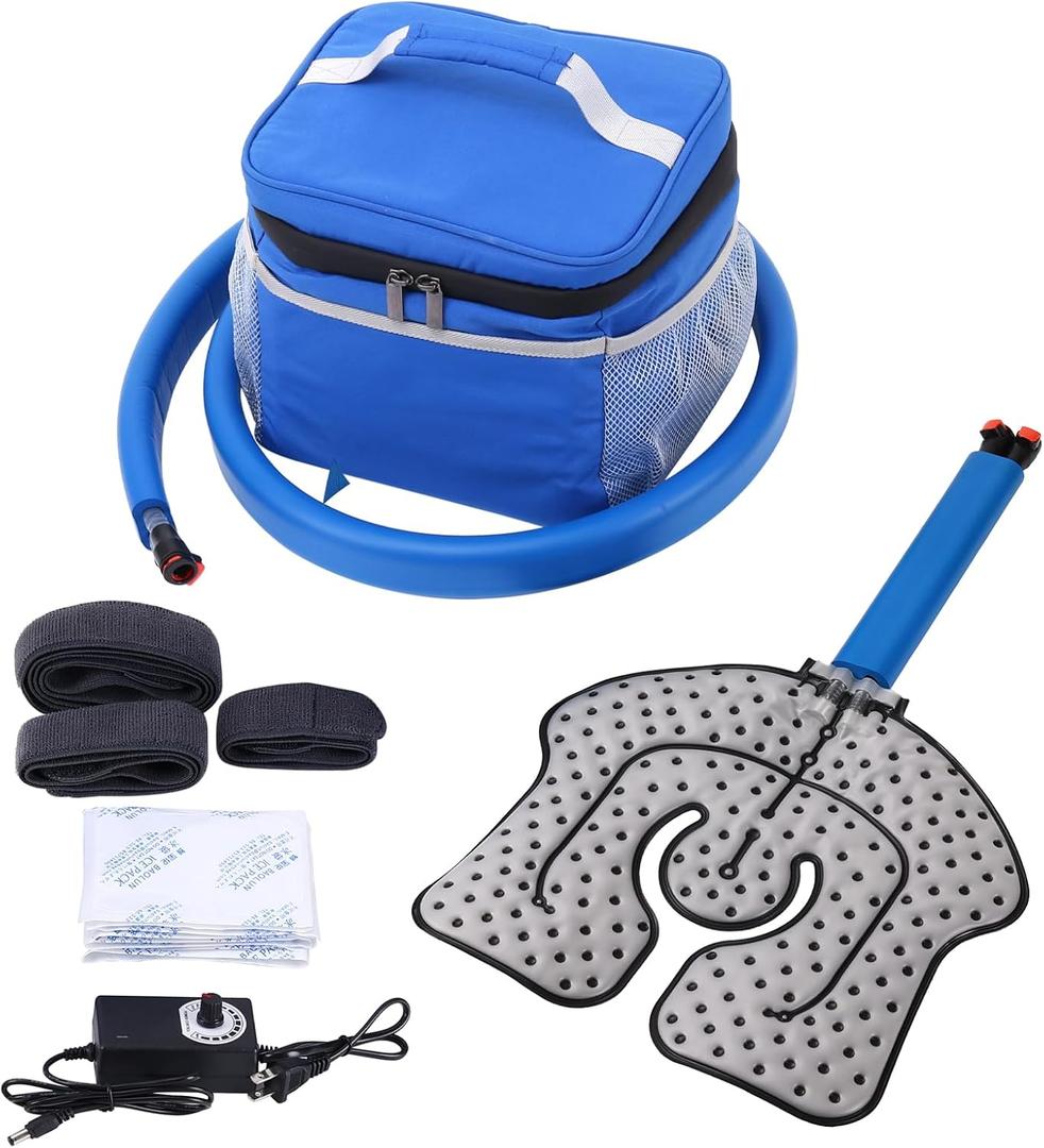 Portable Ice Therapy Machine for Post-Operative Recovery, Sports Injuries, Knee Pain, Sprains, Swelling, Knee Replacement Recovery System with Silent Pump, Speed Control Cold Therapy Device (S)