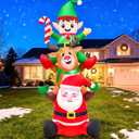 KOOY 6FT Tall Christmas Inflatable Outdoor Decorations, Blow up Yard Decoration Outdoor, Santa Claus with Reindeer & Elf Stack Built-in LED for Xmas Party Decor Yard Outside Garden Holiday Decoration