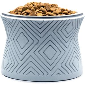 Pet Junkie Santa Fe Single Elevated Pet Bowl Stand with Removable Stainless Steel 16oz Inner Bowl for Small Dog Breed or Cat  Raised Dog Food or Water Station (Small, ICY Gray)