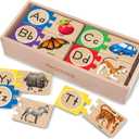 Melissa & Doug Self-Correcting Alphabet Puzzle (52 pcs) with Toy Storage Box, Wooden ABC Puzzles for Toddlers & Preschoolers, Montessori Learning Toys for Girls & Boys 4+