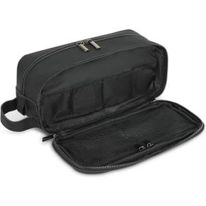 Top Grain Leather Dopp Kit/Toiletry Organizer - Leather Toiletry Travel Bag for Men - Featuring Organizer Compartment, Black