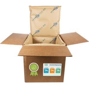 IDL Packaging 14" x 14" x 14" Insulated Shipping Box, 5.8-Gallon Capacity, Pack of 1 - Includes EcoMax Thermal-Paper Liners, Absorb Condensation - For Frozen Food, Meat, or Fish