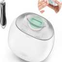 Electric Nail Clipper with Ingrown Nail Clipper, 2 in 1 Nail Trimmer (with LED Light & Storage Box), Portable 3 Speeds Electric Toenail Clippers, Suitable for Kids, Adults and Seniors - White
