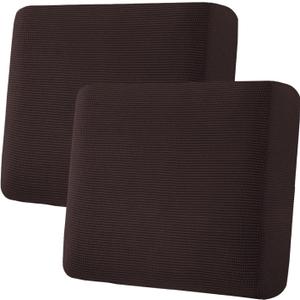 H.VERSAILTEX Super Stretch Individual Seat Cushion Covers - Thick Jacquard Textured Twill Fabric (2 Piece Large Sofa Cushion Covers, Chocolate)