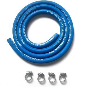 Fuel Line Hose 4AN 1/4" High Pressure Hose 2.8Mpa 400PSI 6mm 5FT for Fuel Systems Engines Tube Hose Blue (Attached Hose Clamp)