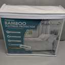 PlushDeluxe Premium Bamboo Mattress Protector  Queen Size, Waterproof, & Ultra Soft Breathable Noiseless Washable Bed Mattress Cover for Comfort & Protection - White