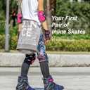 2PM SPORTS Vinal Girls Adjustable Flashing Inline Skates, All Wheels Light Up, Fun Illuminating Skates for Kids Men Adult Women and Boys, L