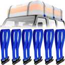 6 Rooftop Cargo Tie Down Hook Straps-Secure Any Car Roof Bag, Roof Rack Cargo Carrier,or Car Top Carrier,Durable and Solid, No Roof Rack Required, Compatible with Most Cars - Registered Patent (Blue)