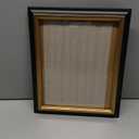 8x10 Black and Distressed Gold 2 Tone Vintage Neutral Picture Frame, Hand Painted Real Wood Profile, Matted for 5x7 Photo, Prints or Paintings, Brass Inner Border