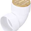 NDS 909B*, 3-Inch Round Grate with Collar, Connects to 2-Inch Drain Pipe and 3-Inch Drain Fittings, for Small Lawns, Landscaping and Patios, White Plastic and Satin Brass, Pack of 1