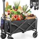 NEOTEC Collapsible-Folding-Wagon - Wagon Cart Heavy Duty Foldable Outdoor Utility with Silent Universal Wheels, Adjustable Handle for Camping