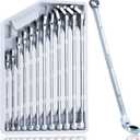 toolant 12PCS Extra Long Ratcheting Wrench Set, Gift for Men, Flex Head & Fixed Offset Head Double Box End Combination Wrench Set, CR-V Steel, Metric 8-19mm, with Storage Tray