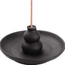 Black Glazed Ceramic Incense Burner, Bottle Gourd Shaped Incense Holder
