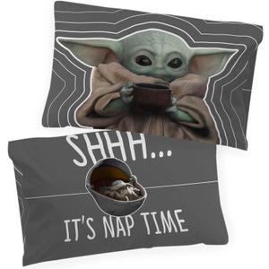 Jay Franco Star Wars The Mandalorian Coffee 2 Pack Pillowcase - Double-Sided Kids Super Soft Bedding Features Baby Yoda