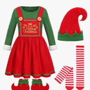 Elf Costume for Girls Kids Christmas Elf Outfit, Size Medium