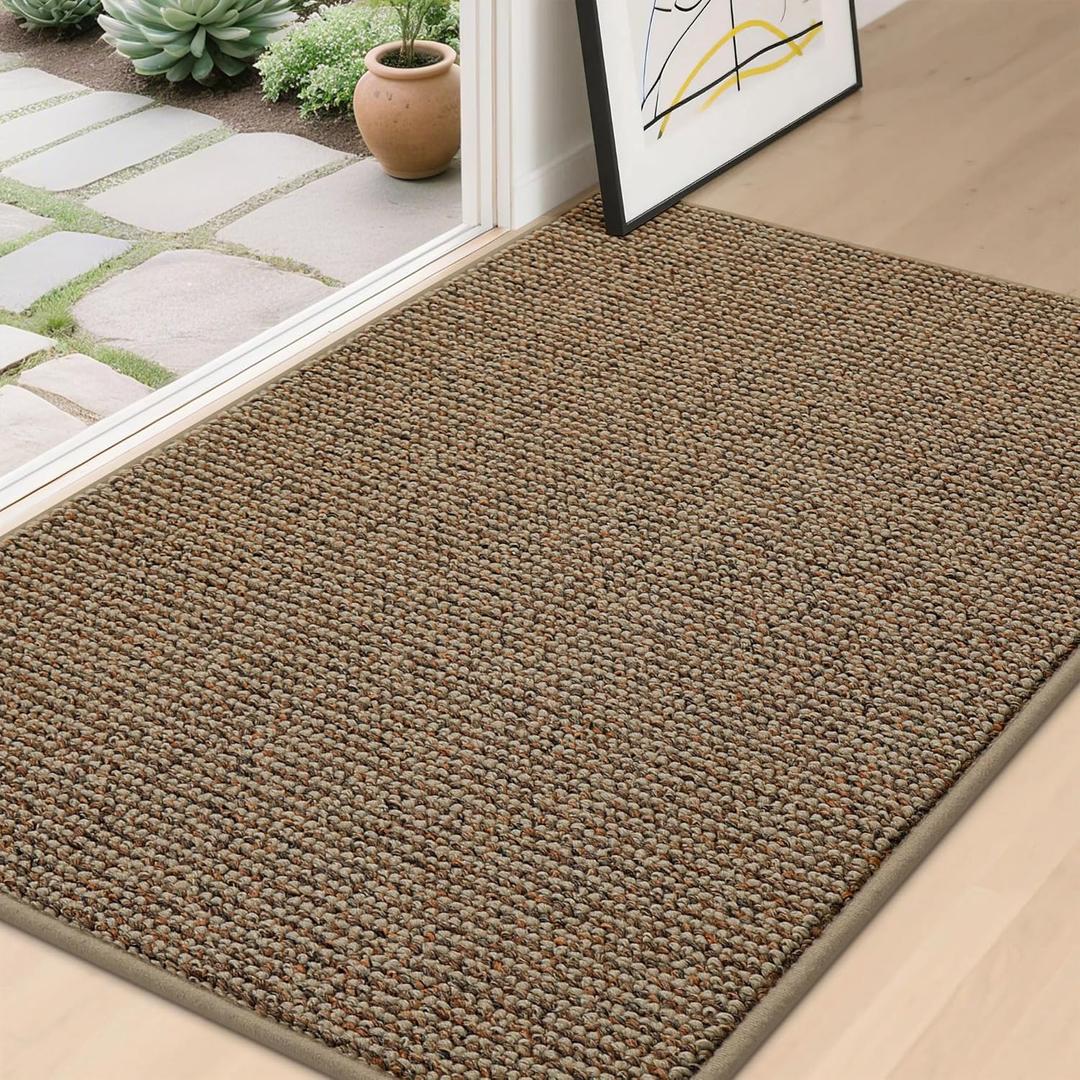 BEQHAUSE Dirt Trapper Door Mat 32" x 48", Non-Slip Washable Doormats Entrance Mat, Dirt Resistant and Absorbent Welcome Mat, Low Profile Floor Mats for Front Back Door and Entryway, Beige