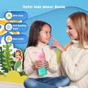 Kids Water Bottle, 2-Pack 16oz Kids Water Bottle with Stickers for School, insulated Stainless Steel Straw Cup(Pink+Blue)