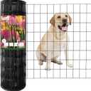 Black PVC Coated Welded Wire Fence 24 Inch x 50 Foot, 2 Inch x 3 Inch 16GA, Garden Border Fencing Roll Vinyl Coating Metal Wire Mesh for Yard Vegetable Plant Protection Poultry Netting, Black 