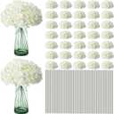 Unittype 400 Pieces Silk Hydrangea Artificial Flowers Heads with Stems Faux Hydrangea Flowers for Wedding Centerpieces Bouquets DIY Floral Decorations for Home Indoor (White)