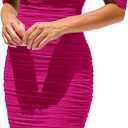PRETTYGARDEN Summer Wedding Guest Dresses for Women 2026 Off the Shoulder Ruched Bodycon Spring Midi Cocktail Party Dress (Pink, M)