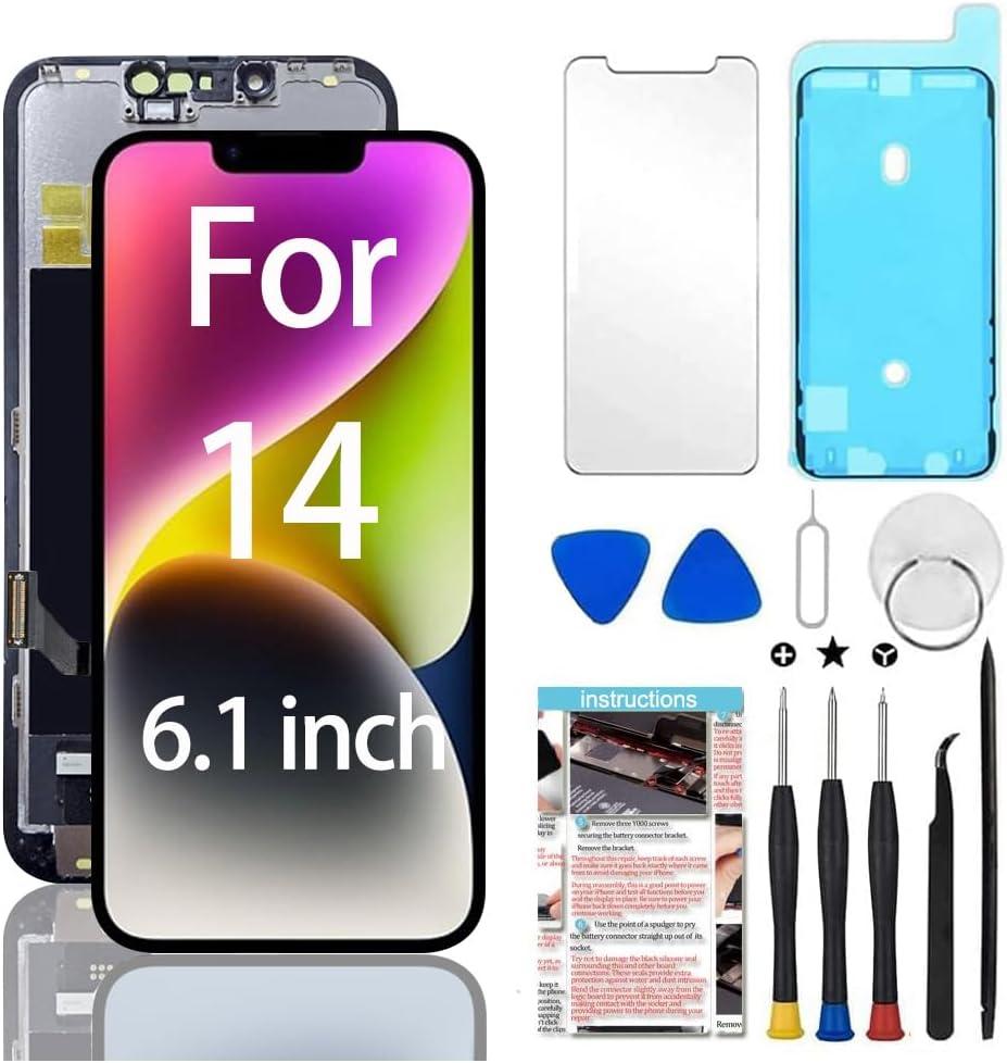 For iPhone 14 Screen Replacement 6.1 inch, 3D Touch LCD Display Digitizer Assembly with Repair Tools,Compatible with Model A2649, A2881, A2884, A2883, A2882