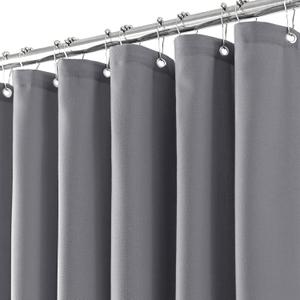 Grey Linen Shower Curtain for Bathroom Cream Boho Farmhouse Shower Curtains Natural Aesthetic Bath Decor Weighted Cloth Fabric Linen Textured Bath Curtain with Hooks Set, Gray, 72 x 72