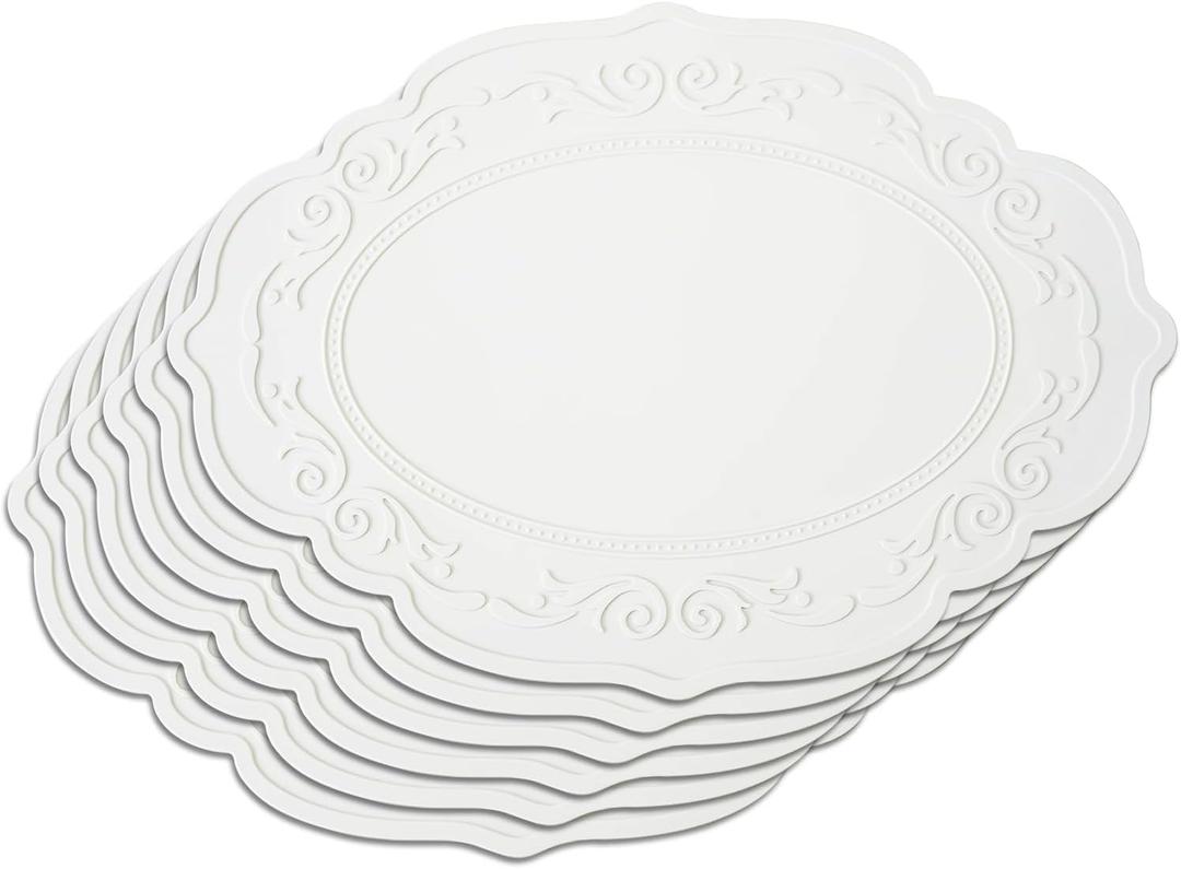 Durable Table Placemats Set of 4,Waterproof Non-Slip Heat Resistant Table Mats,Silicone Place Mats for Dining Party Outdoor., 43*30cm