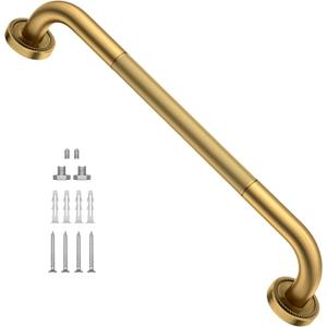 20 Inch Anti Slip Bronze Shower Grab Bar Polished Gold,ZUEXT Antique Brass Bathroom Grab Bar, Knurled Bathroom Balance Bar, Safety Hand Rail Support Handicap Elderly Injury Senior Assist Bath Handle (20IN-1P)